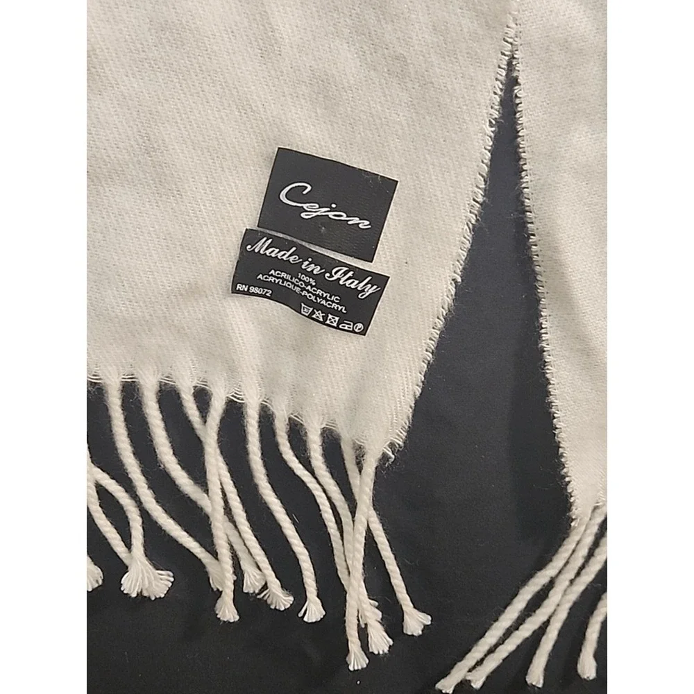 Cejon Ivory‎ 100% Acrylic Fringed Scarf Made in Italy